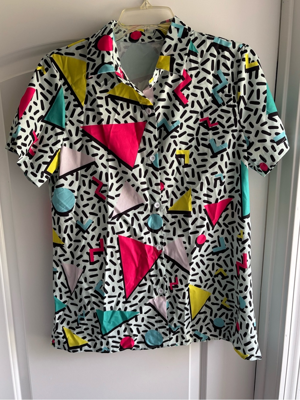 Vibrant Geometric Print Button-Up Shirt